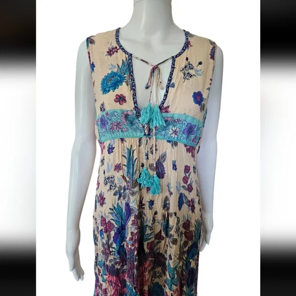 Spell & The Gypsy Siren Song Mermaid Midi Dress Size Medium Boho Gypsy Flowy - Picture 3 of 16